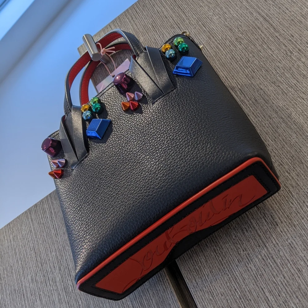 Louboutin: Cabata Mini Rainbow Multicolor Studded Crossbody Bag ๐ - Picture 7 of 14